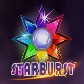 Slots logo of Starburst from NetEnt at Astromania Casino
